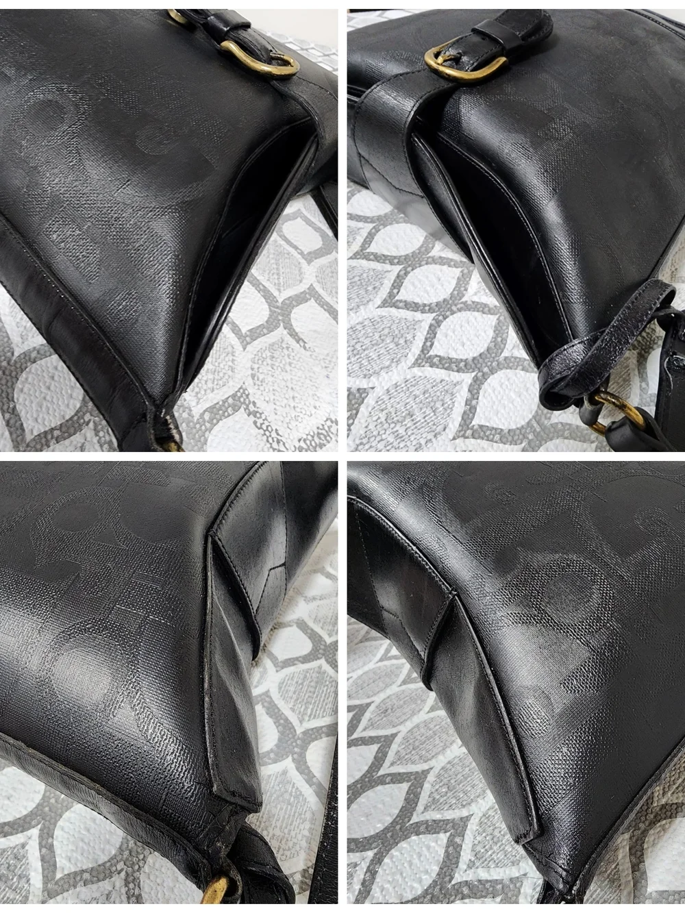 Christian Dior Embossed Trotter Leather Bucket Bag with Pochette